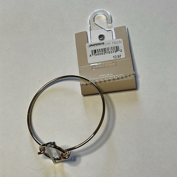 NWT 14th & Union Rectangle Interlocked Circle Bracelet Gold Silver Tone Metal - Picture 5 of 5